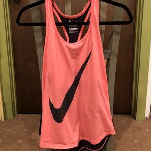 Coral and Black Nike Running Tank
